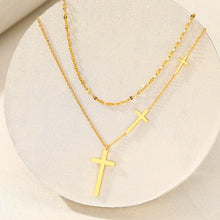 Load image into Gallery viewer, Three Cross Stainless Steel Necklace
