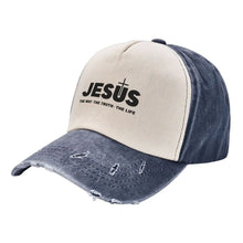 Load image into Gallery viewer, Jesus Way Truth Life Washed Denim Cap
