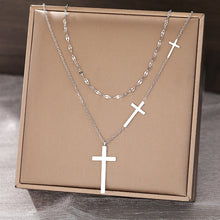 Load image into Gallery viewer, Three Cross Stainless Steel Necklace
