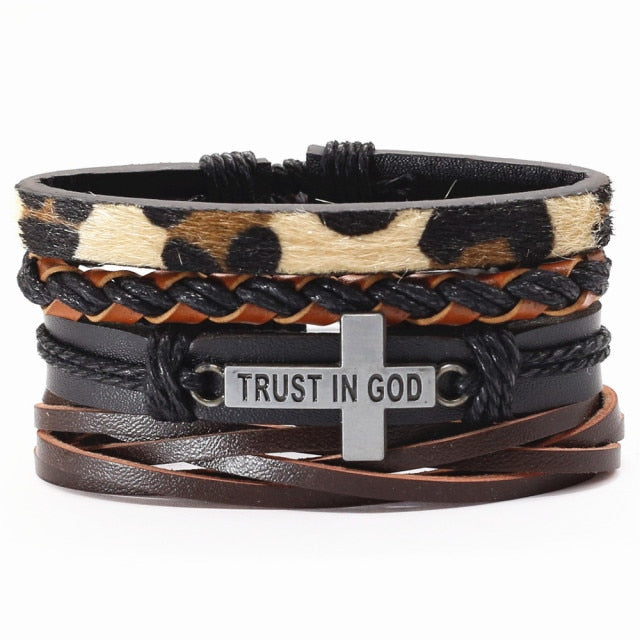 Trust in God Leather Fashion Bracelet