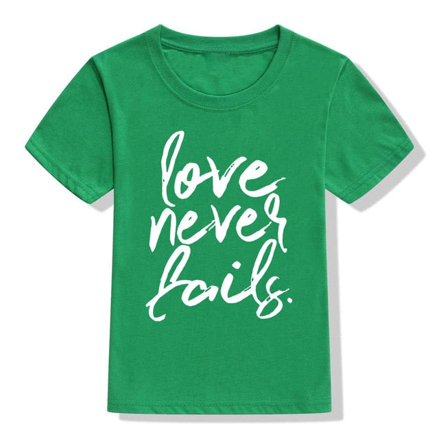 Love Never Fails Children's Tshirt