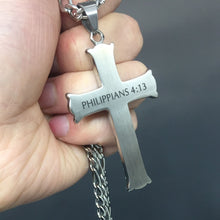 Load image into Gallery viewer, Philippians 4:13 All Things Through Carrying the Cross Daily Stainless Steel Chain
