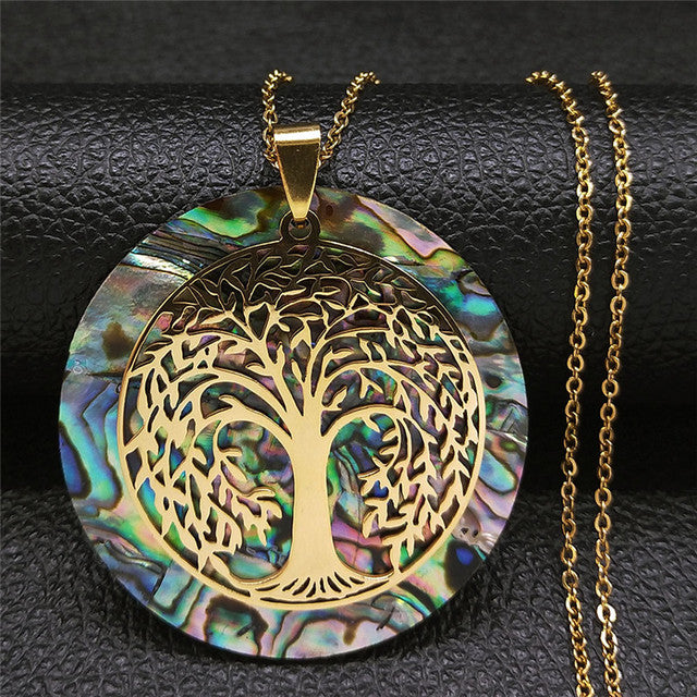 14K Gold Plated Stainless Steel Fruit of Truth of the Tree of Life Necklace