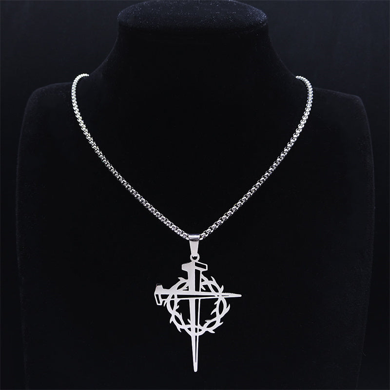 Stainless Steel Never Fade Carry The Cross Crown of Thorns Chain