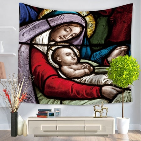 Mary's Blessing Vivid Wall Tapestry/Sofa Cover