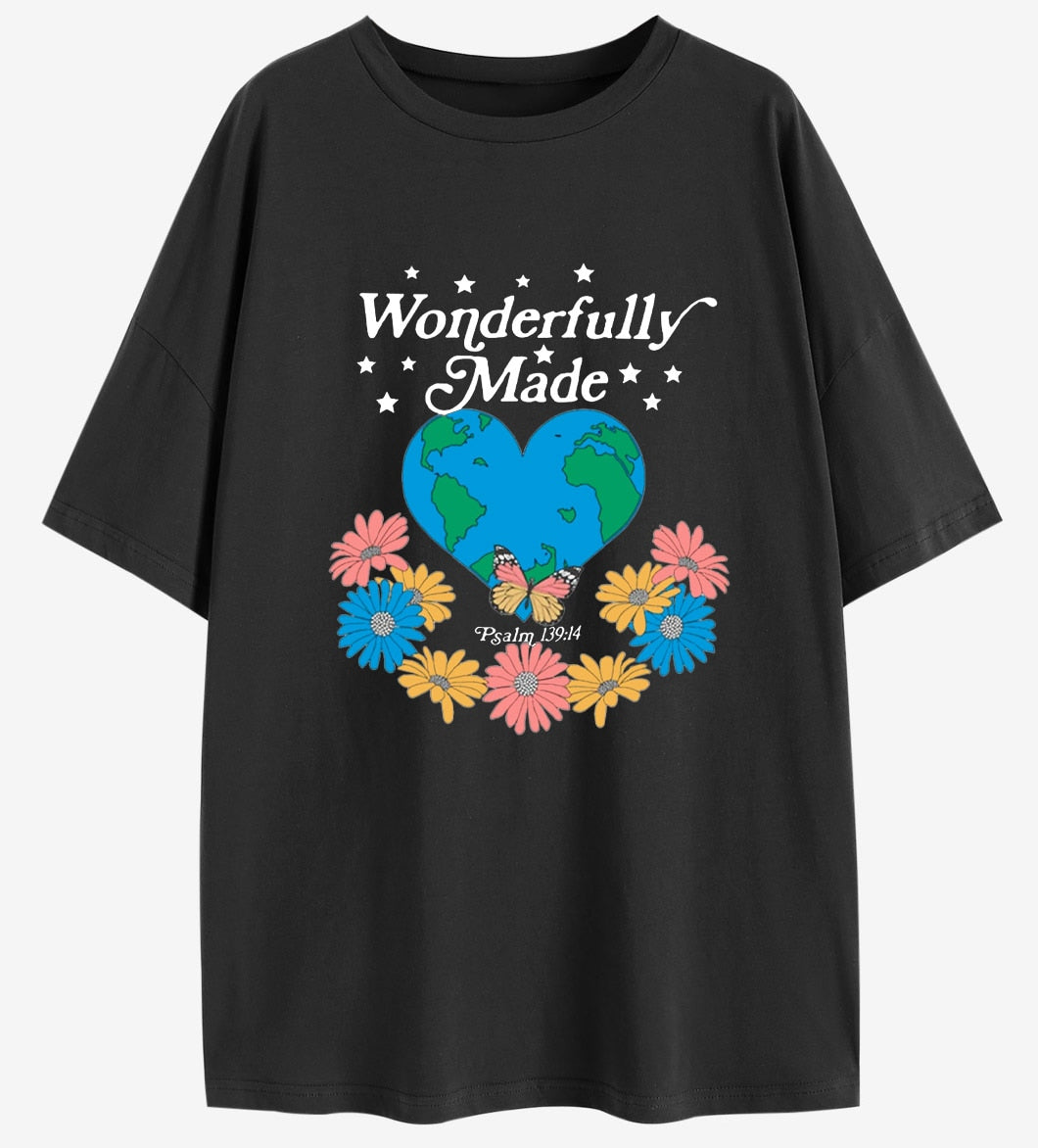 Psalm 139:14 Wonderfully Made Butterfly Cotton Tshirt