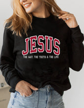 Load image into Gallery viewer, Jesus Way, Truth, Life Collegiate 100% Cotton Sweatshirt
