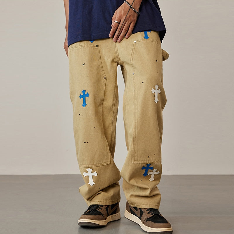 Crucified In Christ Embroidered Cross Painter's Slacks