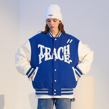 Load image into Gallery viewer, Teach Peace, Be the Light Fall Varsity Jacket
