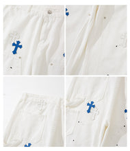 Load image into Gallery viewer, Crucified In Christ Embroidered Cross Painter&#39;s Slacks
