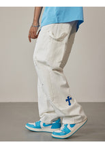 Load image into Gallery viewer, Crucified In Christ Embroidered Cross Painter&#39;s Slacks
