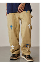 Load image into Gallery viewer, Crucified In Christ Embroidered Cross Painter&#39;s Slacks

