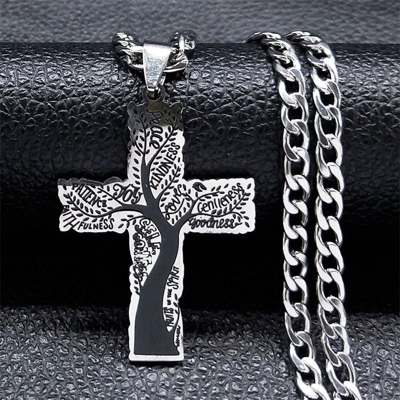 Everlasting Tree of Truth-Life Stainless Steel Cross Chain