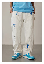 Load image into Gallery viewer, Crucified In Christ Embroidered Cross Painter&#39;s Slacks

