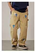 Load image into Gallery viewer, Crucified In Christ Embroidered Cross Painter&#39;s Slacks
