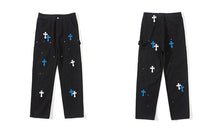 Load image into Gallery viewer, Crucified In Christ Embroidered Cross Painter&#39;s Slacks
