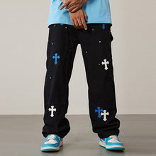 Load image into Gallery viewer, Crucified In Christ Embroidered Cross Painter&#39;s Slacks
