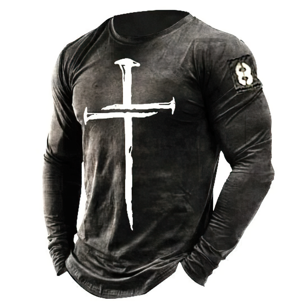 3 Nails Carry The Cross Casual Long Sleeve