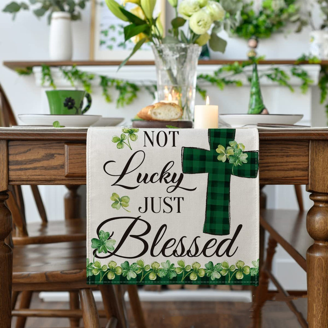 Not Lucky, Blessed Linen Table Banner