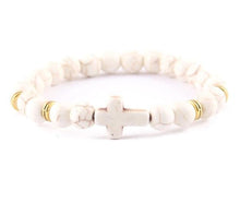 Load image into Gallery viewer, Black Onyx Red Cross Fashion Statement Bracelet
