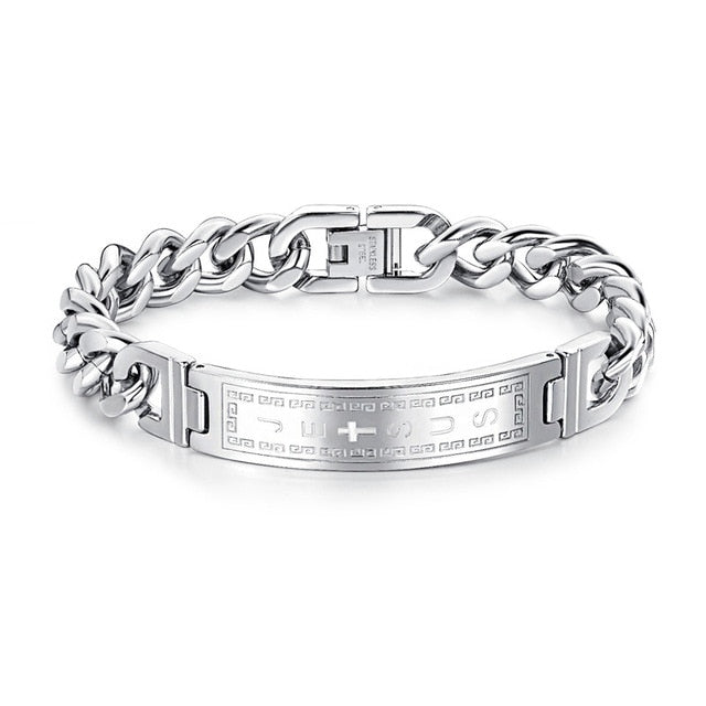 Engravable Jesus Stainless Steel Bracelet