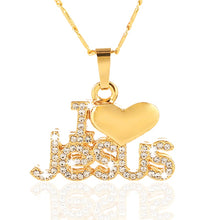 Load image into Gallery viewer, I Love Jesus 18K Gold/Rose Gold, Silver plated Necklace

