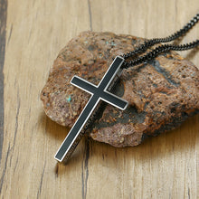 Load image into Gallery viewer, I Can Do All Things Philippians 4:13 Black Stainless Steel Etched Chain Necklace
