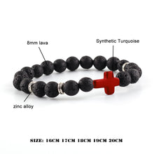 Load image into Gallery viewer, Black Onyx Red Cross Fashion Statement Bracelet
