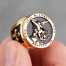 Load image into Gallery viewer, Saint Michael Protect Us Stainless Ring
