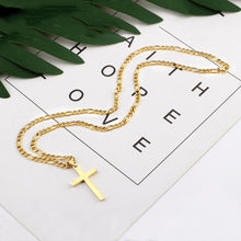 Load image into Gallery viewer, 18K or .925 Silver Plated Classic Cross Figaro Chain
