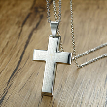 Load image into Gallery viewer, Our Father Inscribed Stainless Steel Cross Chain Necklace
