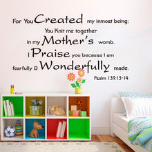 Load image into Gallery viewer, Psalm 139:13-14 Nursery Wall Vinyl
