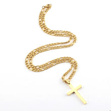 Load image into Gallery viewer, 18K or .925 Silver Plated Classic Cross Figaro Chain
