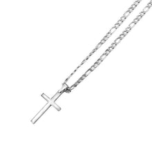 Load image into Gallery viewer, 18K or .925 Silver Plated Classic Cross Figaro Chain
