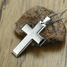 Load image into Gallery viewer, Our Father Stainless Steel Raised Cross Chain
