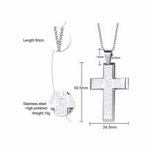 Load image into Gallery viewer, Our Father Stainless Steel Raised Cross Chain
