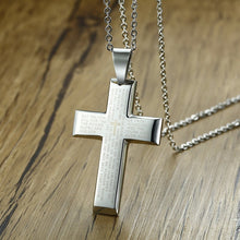 Load image into Gallery viewer, Our Father Stainless Steel Raised Cross Chain
