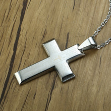 Load image into Gallery viewer, Our Father Stainless Steel Raised Cross Chain
