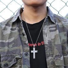 Load image into Gallery viewer, Our Father Stainless Steel Raised Cross Chain

