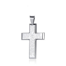 Load image into Gallery viewer, Our Father Stainless Steel Raised Cross Chain
