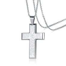 Load image into Gallery viewer, Our Father Stainless Steel Raised Cross Chain
