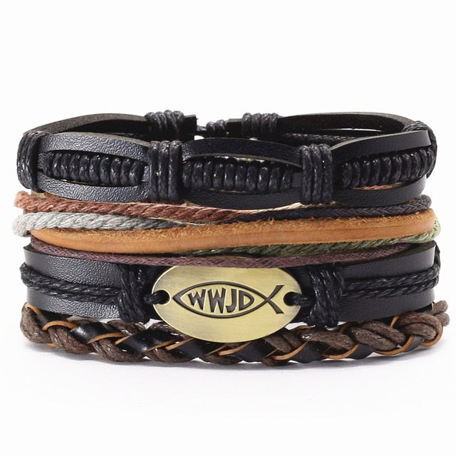 WWJD Leather Fashion Bracelet