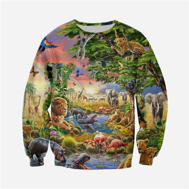Dominion over the Kingdom Paradise Garden of Eden Animal Lovers Sweatshirt