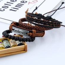 Load image into Gallery viewer, Boho Believe Men&#39;s Leather Bracelet Set
