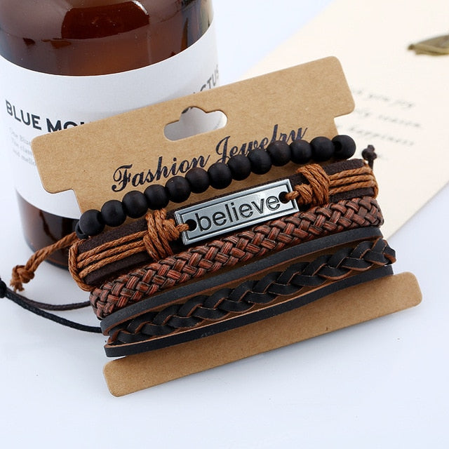 Boho Believe Men's Leather Bracelet Set