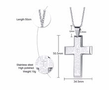 Load image into Gallery viewer, Our Father Stainless Steel Raised Cross Chain
