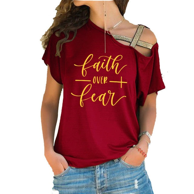Faith Over Fear Off-Shoulder Fashion Top