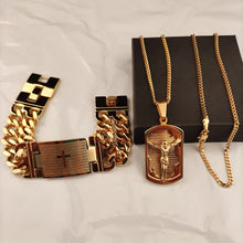 Load image into Gallery viewer, 18K Gold Plated or Stainless Steel Padre Nuestro Jewelry Set
