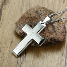 Load image into Gallery viewer, Our Father Inscribed Stainless Steel Cross Chain Necklace
