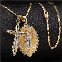 Load image into Gallery viewer, 18K Jesus and Mary Immaculate Conception Free of Sin Gold Plated Necklace
